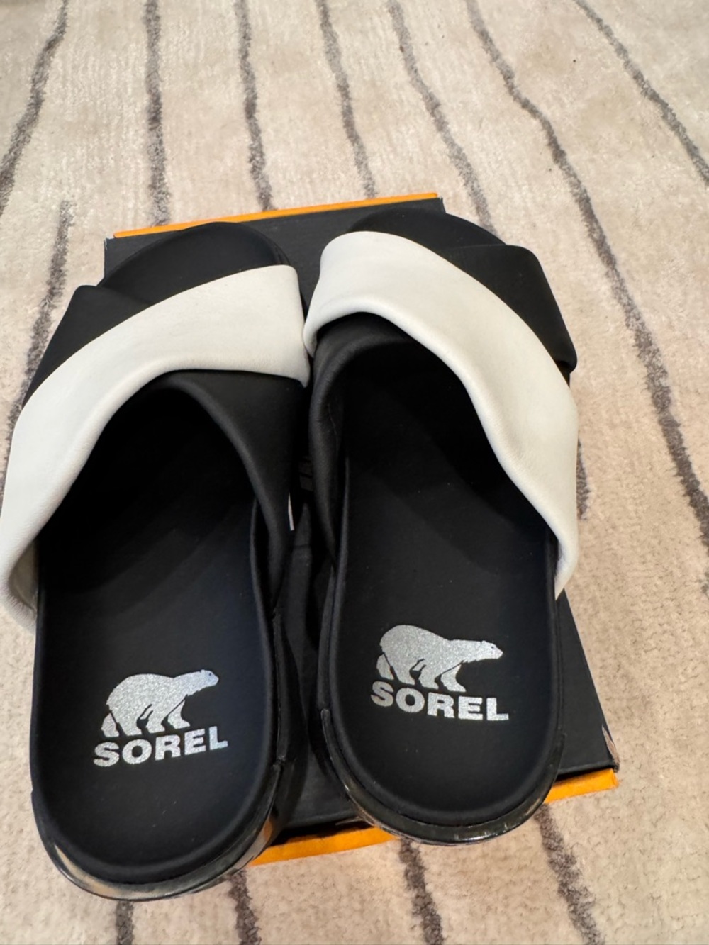 Sorel Black & White Crossband Slide Sandals - Women - Picture 2 of 5